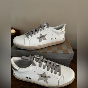 White Star Sneakers with Silver and Gray Accents
